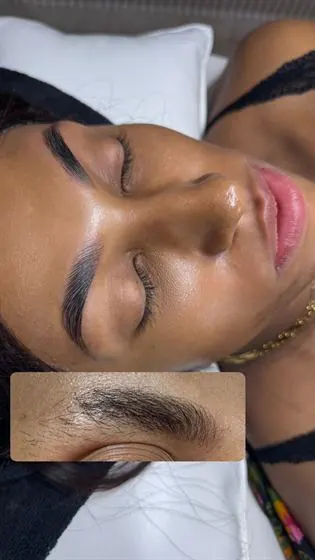 Brow finalizada, com detalhe da sobrancelha