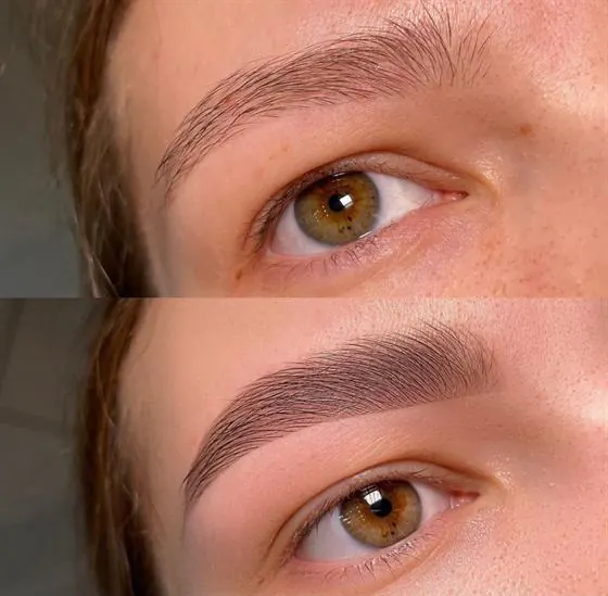 Antes e depois do design com henna