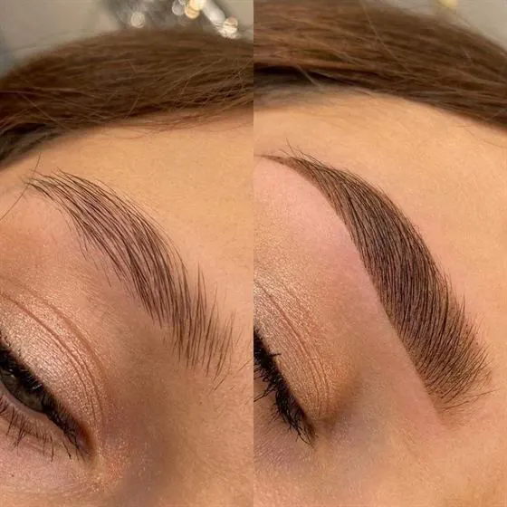 Antes e depois do design com henna