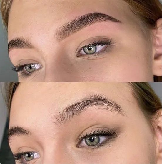 Antes e depois do design com henna
