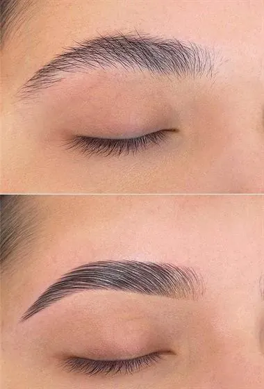 Antes e depois do design com henna